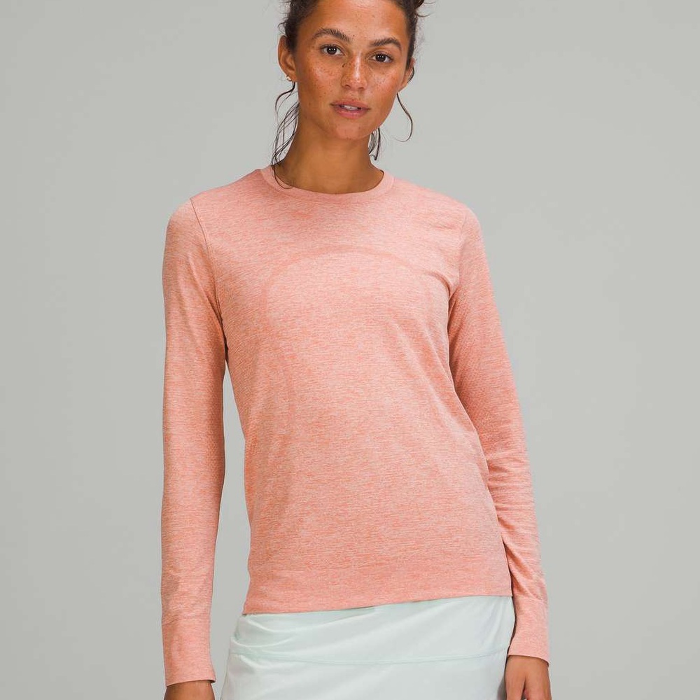 Lululemon Swiftly Relaxed Long-Sleeved Shirt | Pink Savannah & White
